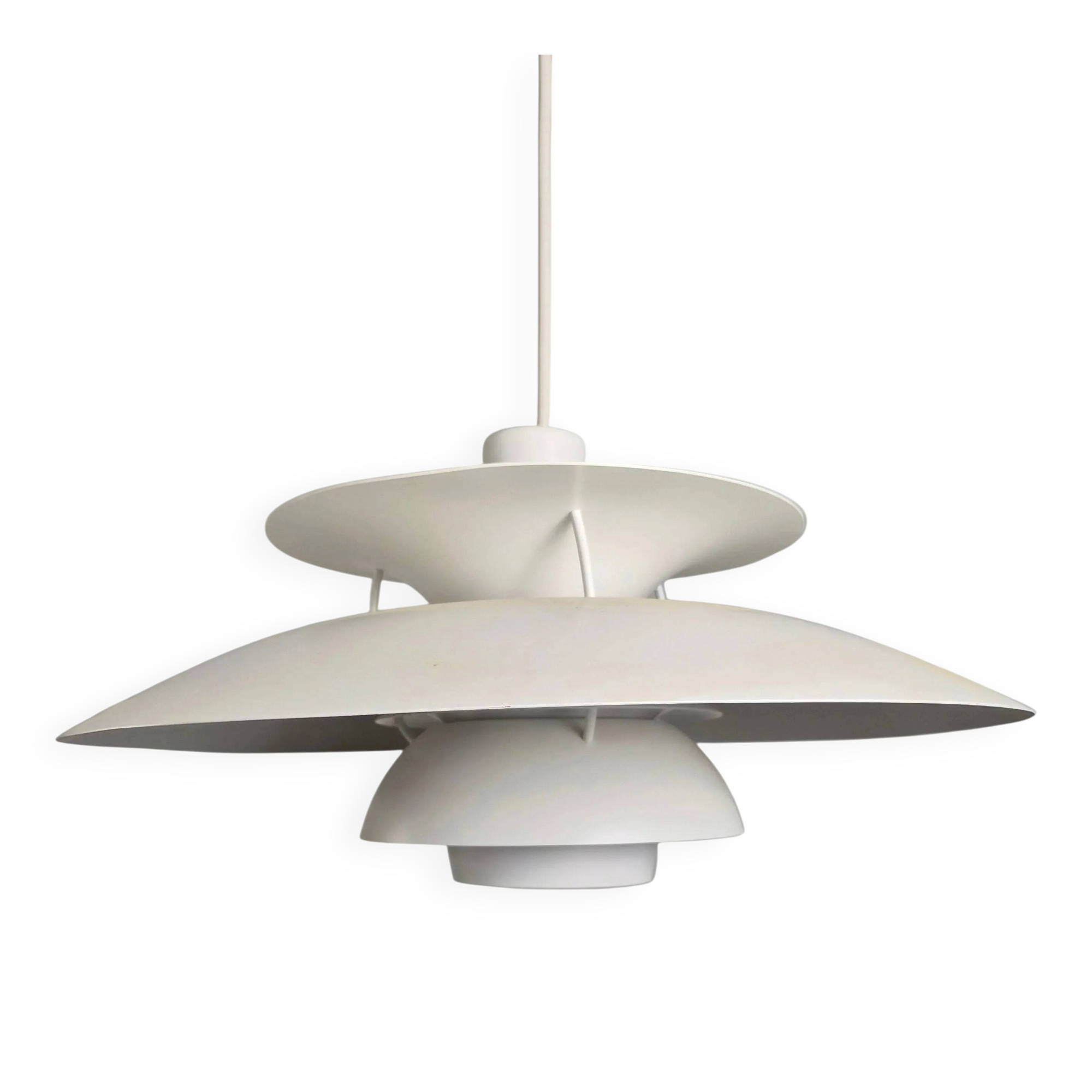 PH5 white pendant model by Poul Henningsen for Louis Poulsen, Denmark 1960