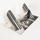 Set of three large sculptural vintage chrome metal wall lights