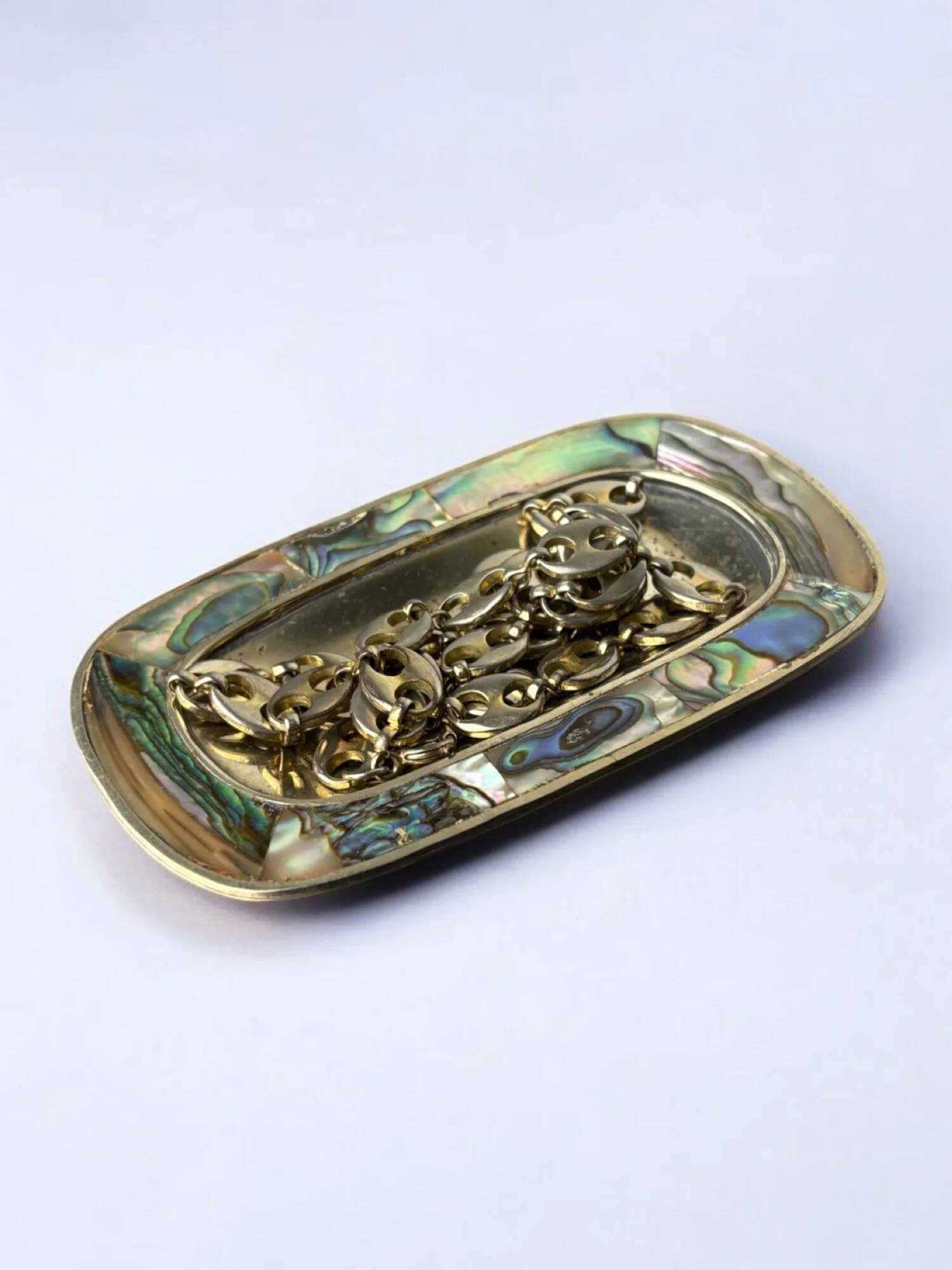 Abalone shell & alpaca tray, Mexico, circa 1970