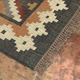 Tapis Kilim tissé à la main en jute et laine, salon, sol, salle à manger, tapis traditionnel indien.