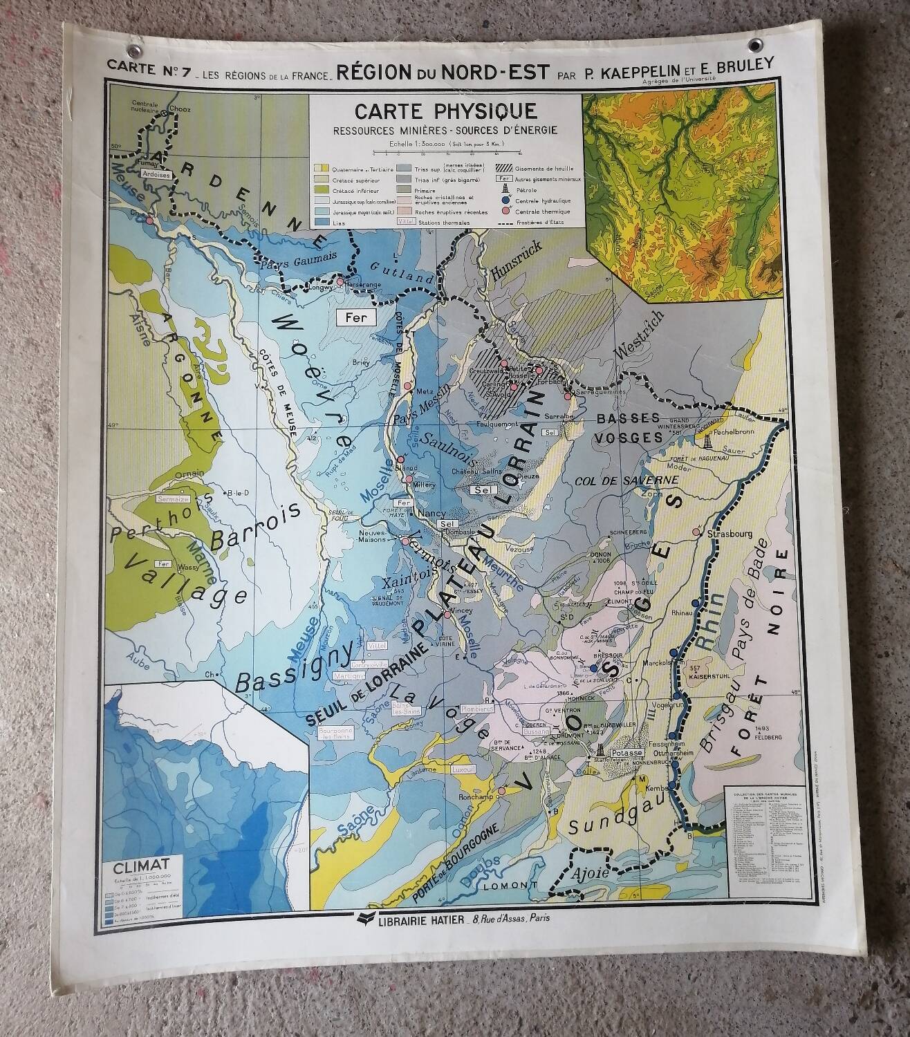 Old school map: France, North-East, Hatier Kaeppelin.