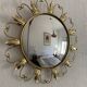 Vintage 1960s witch's eye sun mirror, domed gold metal - 45 cm