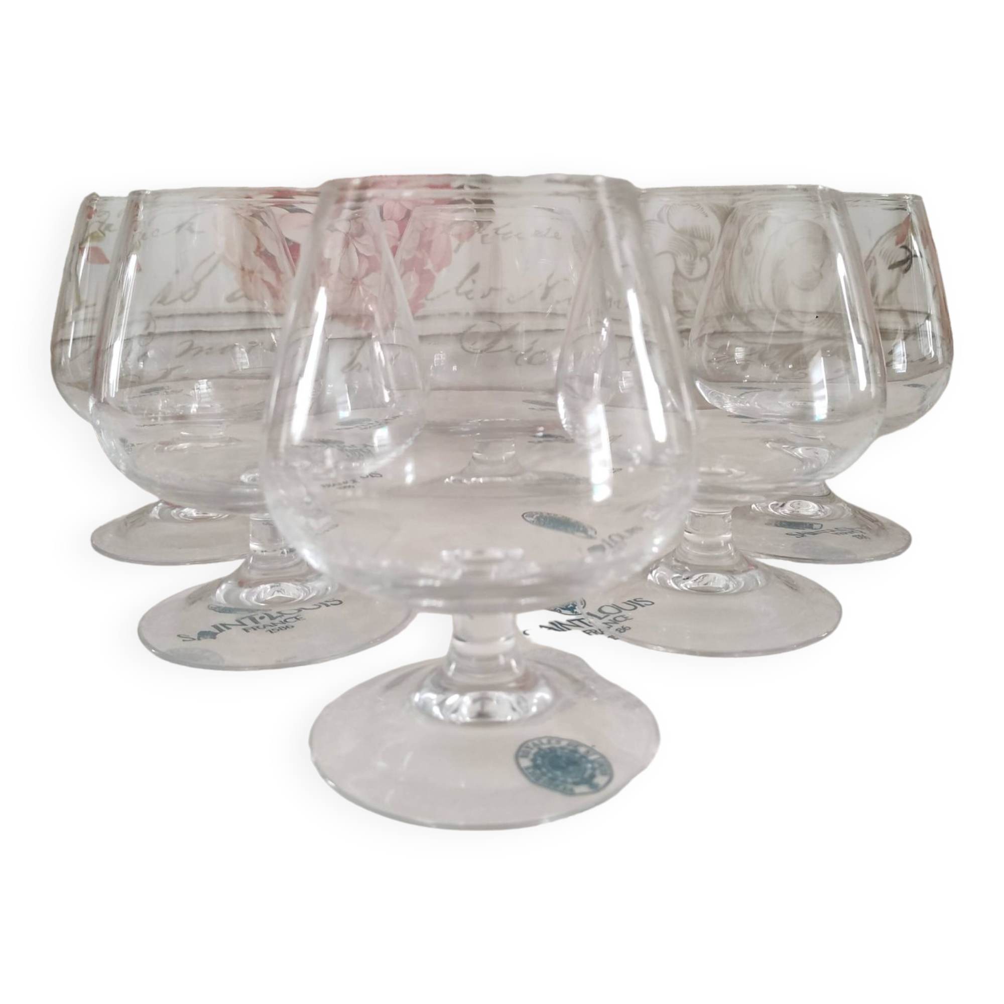 Set of 6 unstamped Saint-Louis cognac glasses, Tenareze model