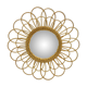 Round mirror flower sun in rattan wicker wood vintage 1960 1970 55 cm folk