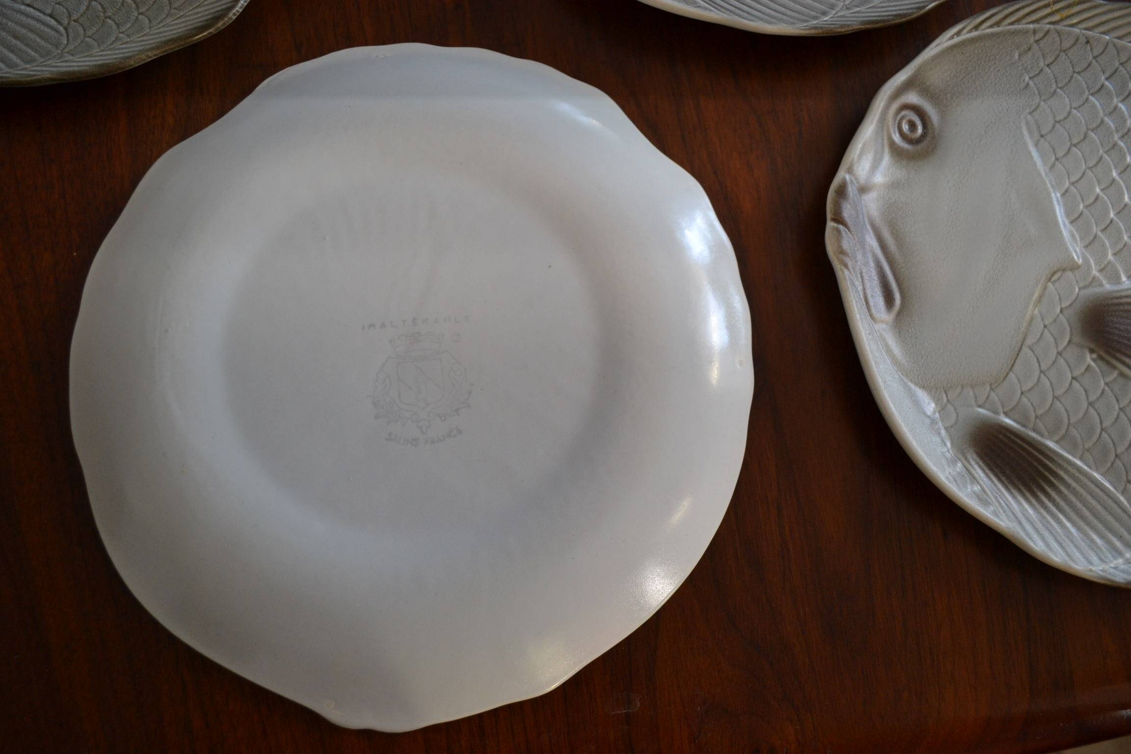 Set of 5 fish plates in earthenware from Salins.