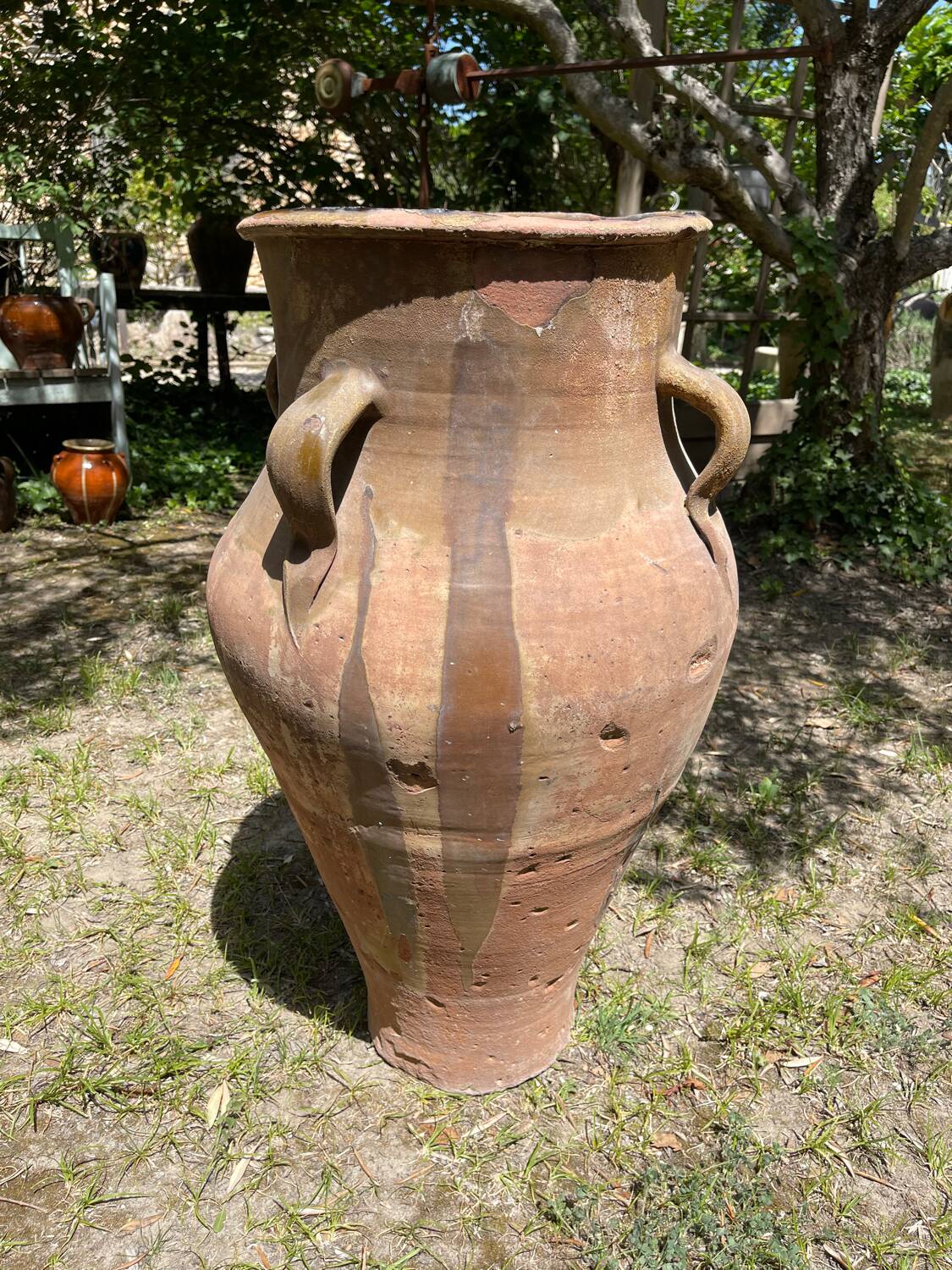 Ancient terracotta pottery jar