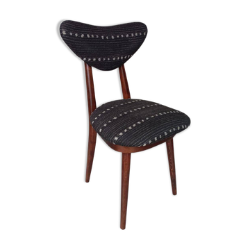 Mid Century Heart Chair in Black Perennials Dotty Fabric, Europe, 1960s