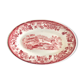 English Manufacture Maddock ancient ravier in English earthenware printed in red of a landscape