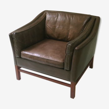 Danish leather teak framed lounge chair 1960