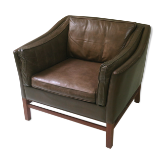 Danish leather teak framed lounge chair 1960