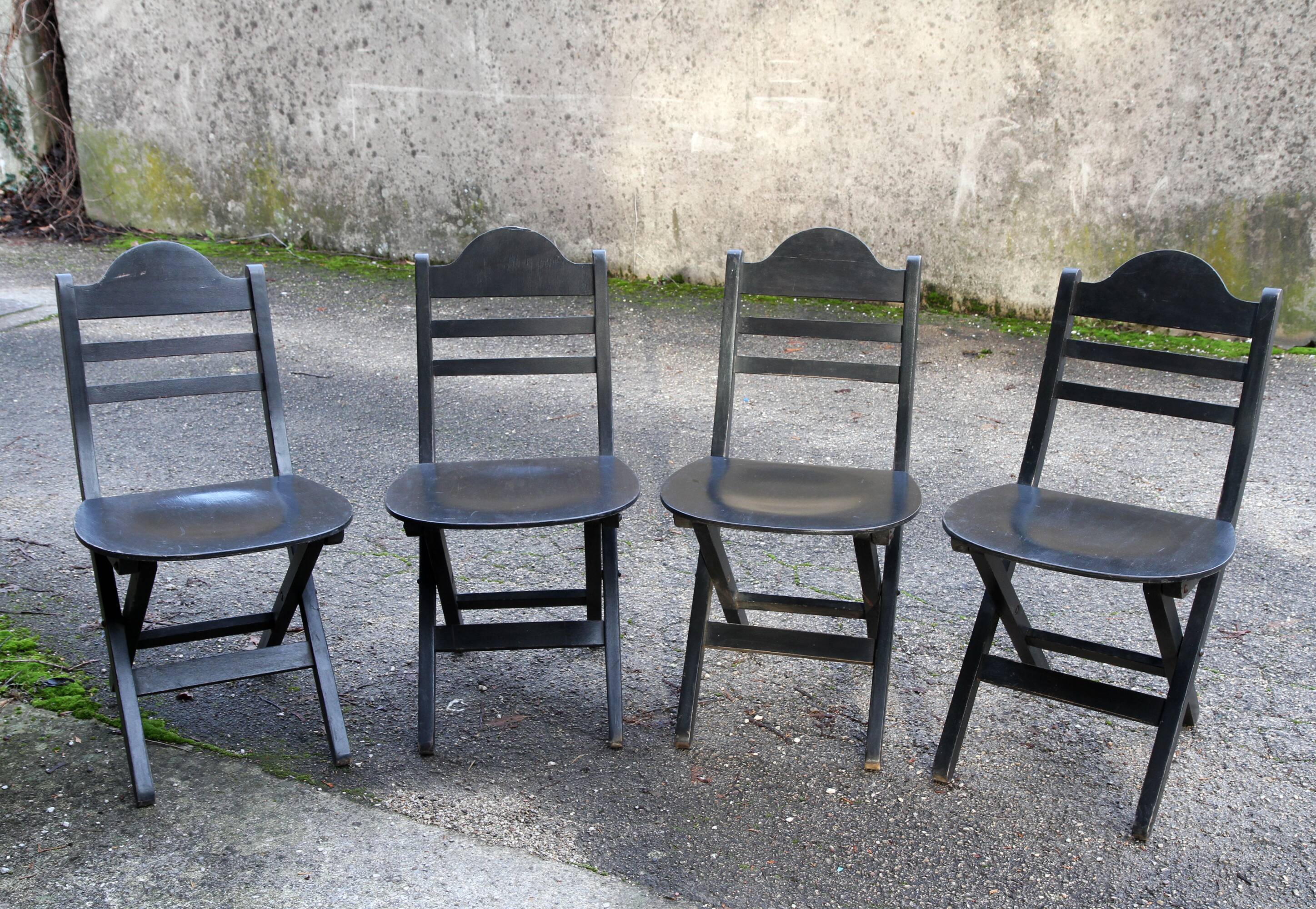 Black folding chairs