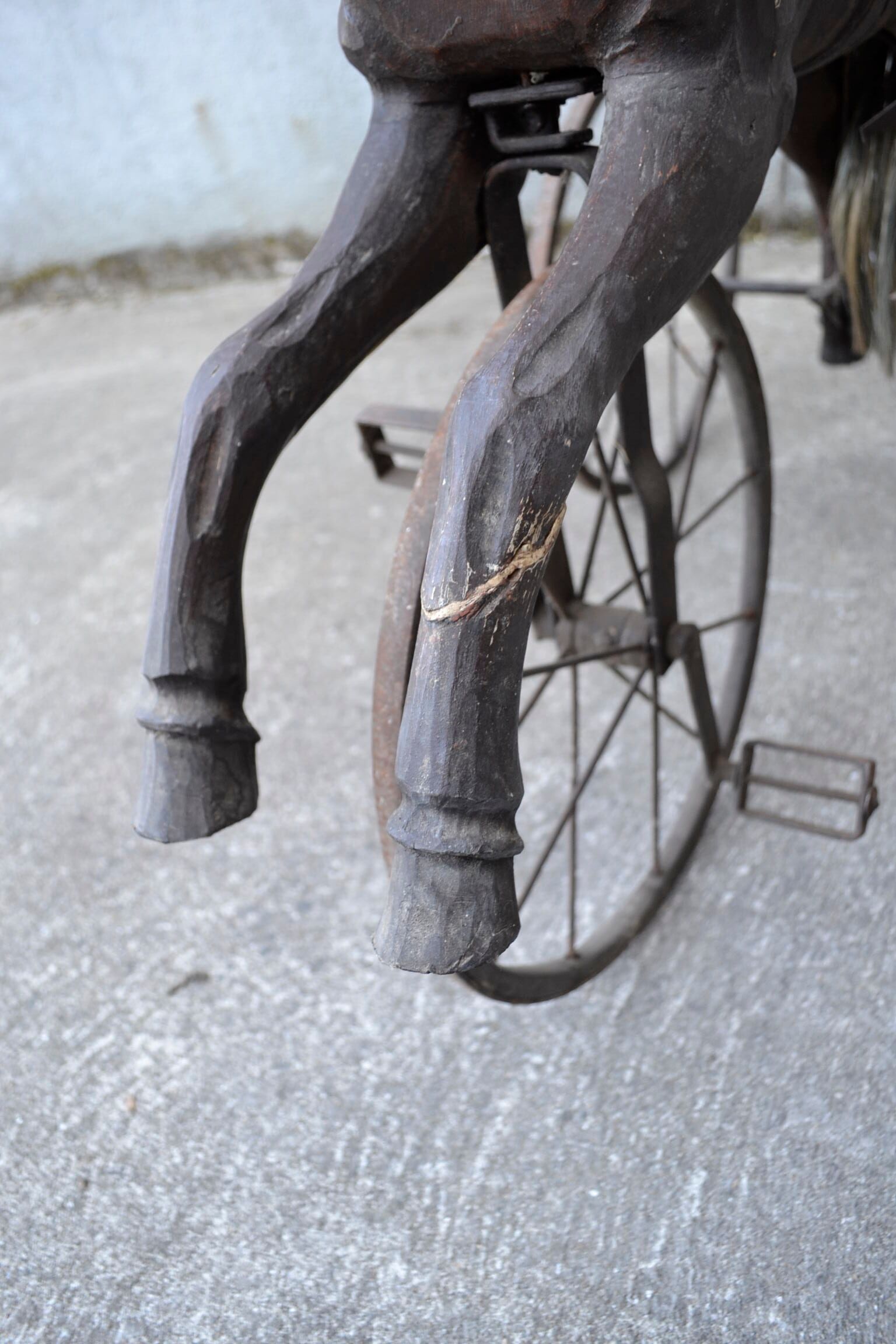 Wooden horse tricycle