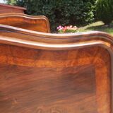 Bed in solid walnut and very old walnut burl
