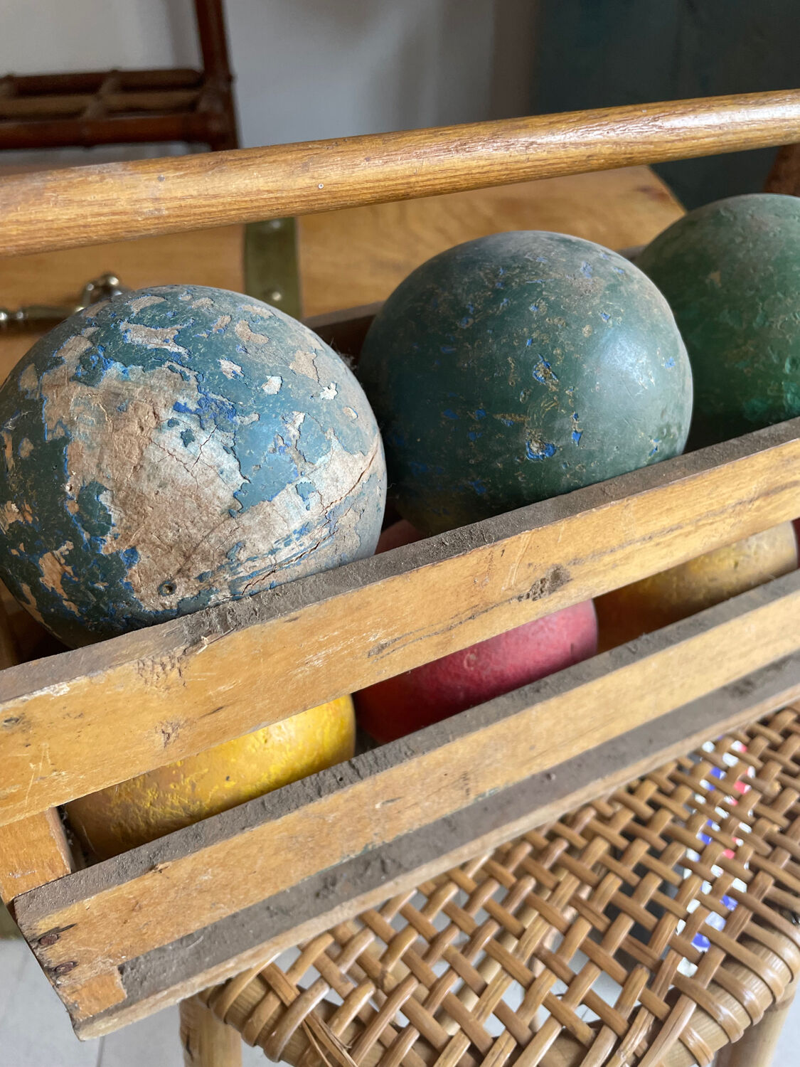 Jeu de boules en bois vintage