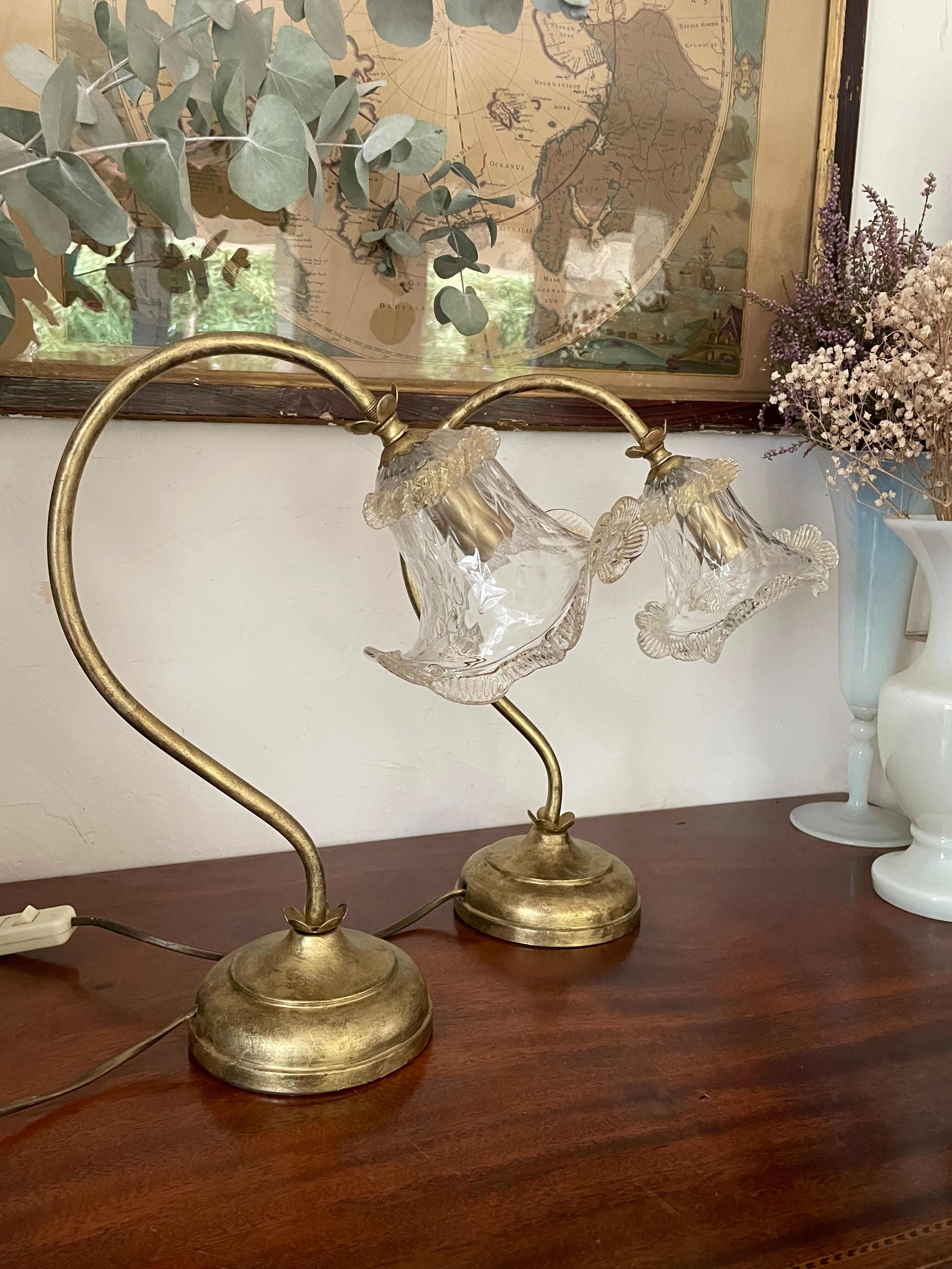 Lampe col de cygne tulipe Murano