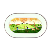 Plat vintage laplau par villeroy & boch porcelaine "scène au champ", naïf design