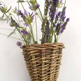 Brown wicker basket, wall decoration