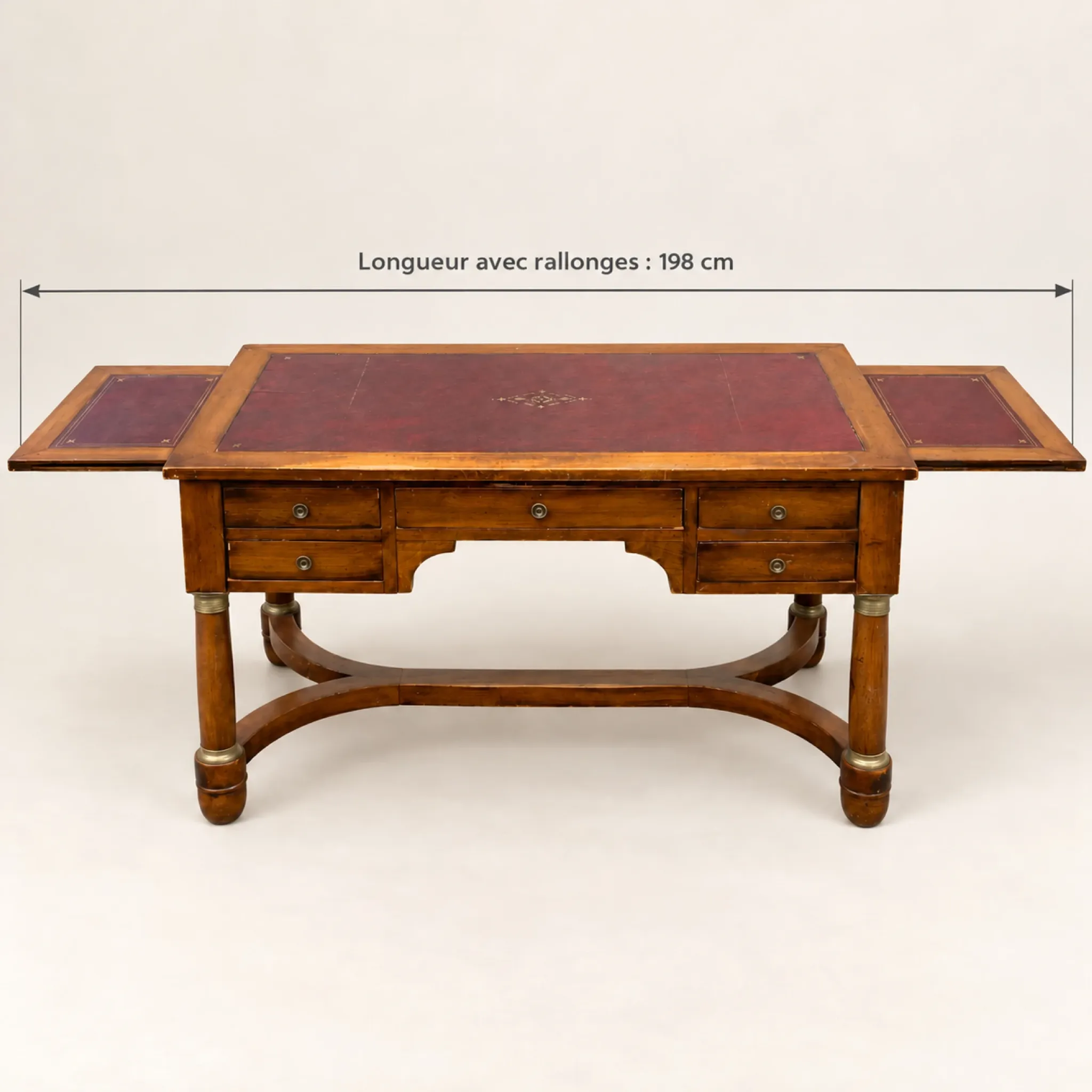 French bureau from the 19th century, Empire style in mahogany, leather with extensions.