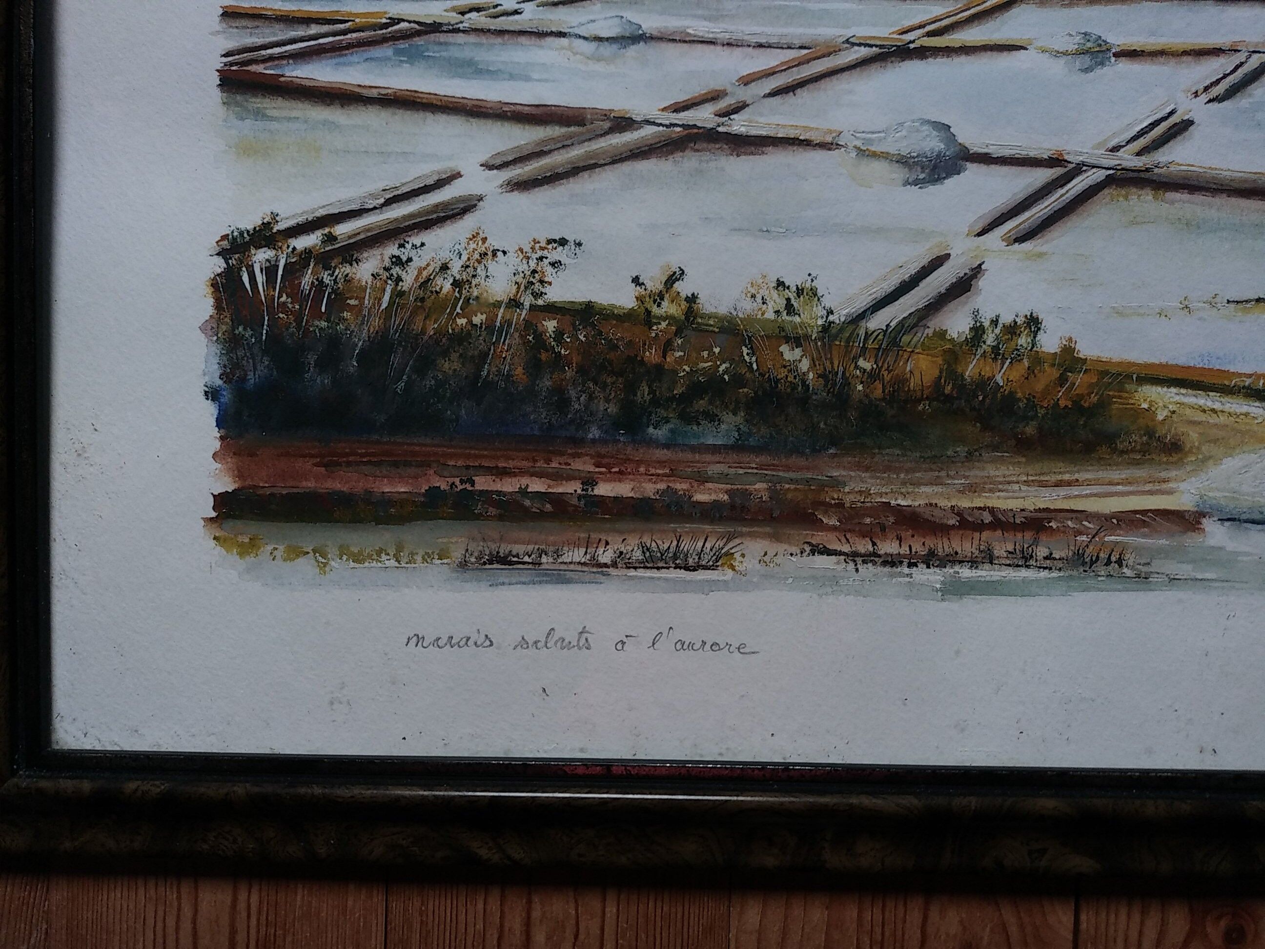Watercolor " Salt marsh at dawn " . A. Dellis .