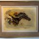 Old painting, horse scene, signed F Castellan, early 20th century