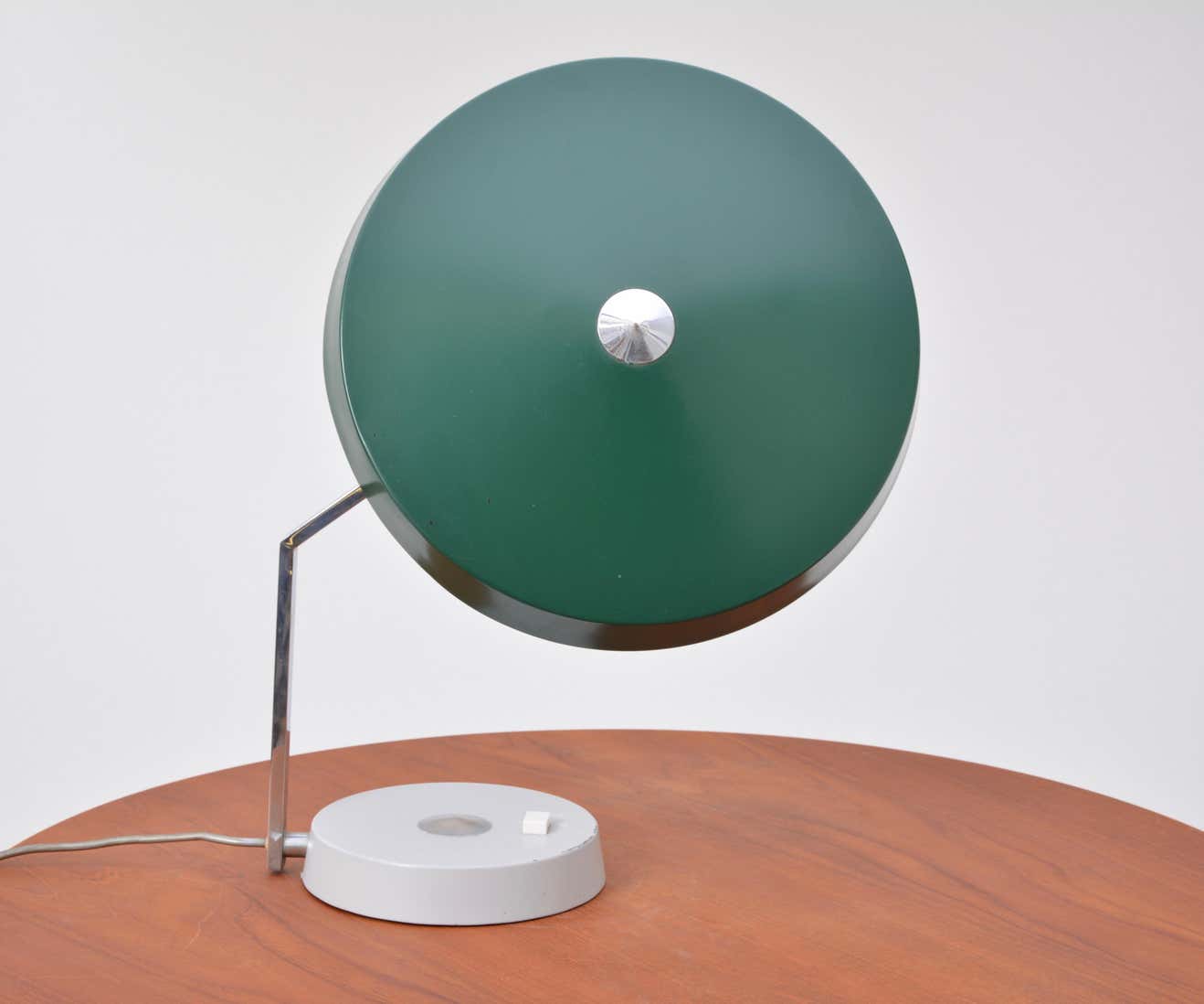 Mid-century German green vintage metal desk lamp with flexible lampshade