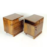 Pair Of Art Deco Bedside Tables In Walnut, Czechoslovakia 1930s