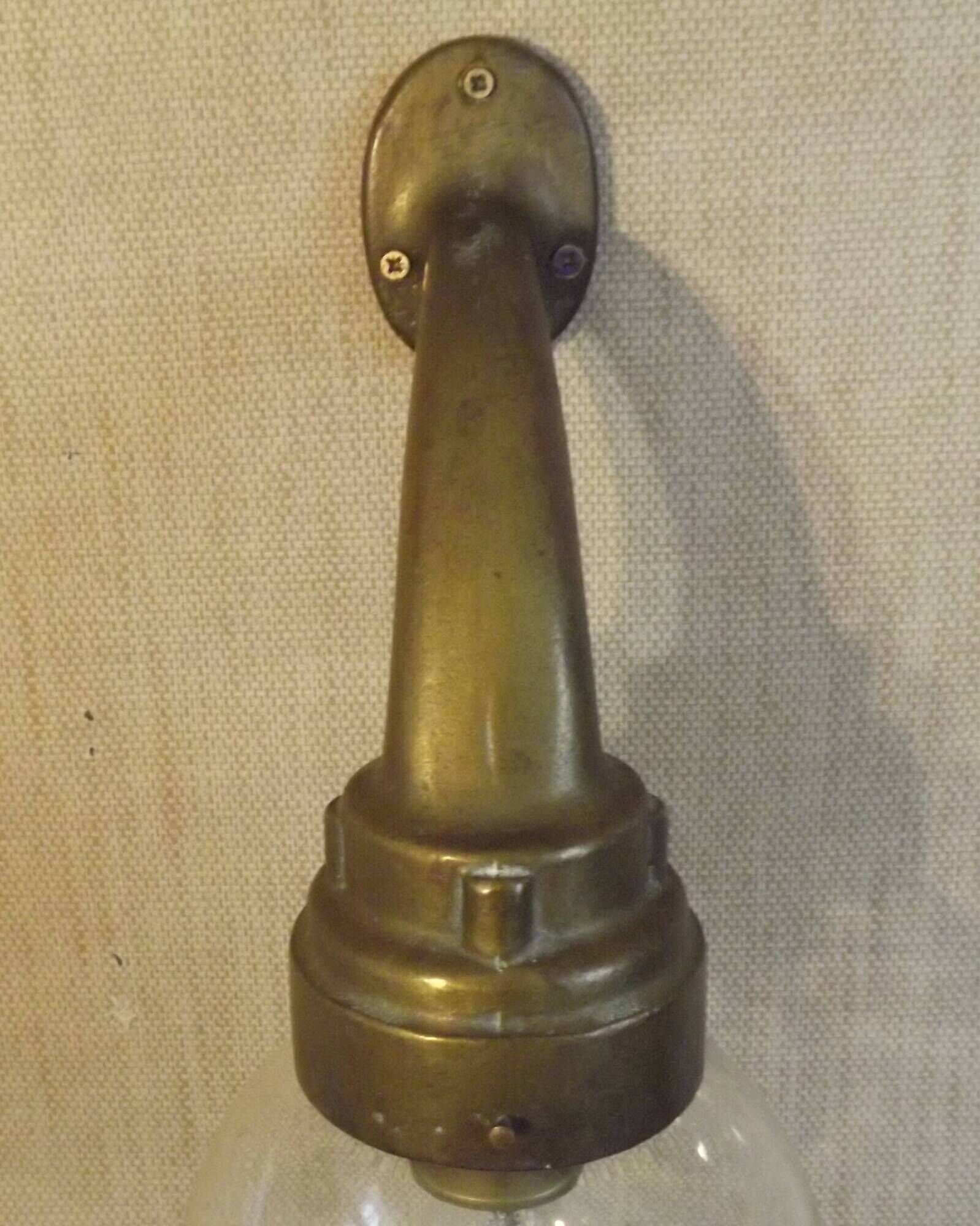 Old French Heavy Cast Bronze Marine Nautical Wall Light Glass Ball Shade 5101