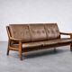 Vintage Mid-Century Danish Modern 3-Seater Brown Leather Sofa by Georg Thams