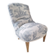 Fauteuil crapaud toile de Jouy bleu