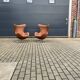 2x Fritz Hansen Egg chair by Arne Jacobsen in Cognac leather, new condition!