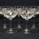5 Antique Art Deco Palmette Cut Crystal Champagne Glasses