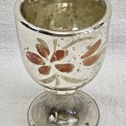 Painted blown glass egg cup with mercury gilding, 19th century.
