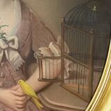 Important Pastel “The Girl with the Canary”, 19th century French school