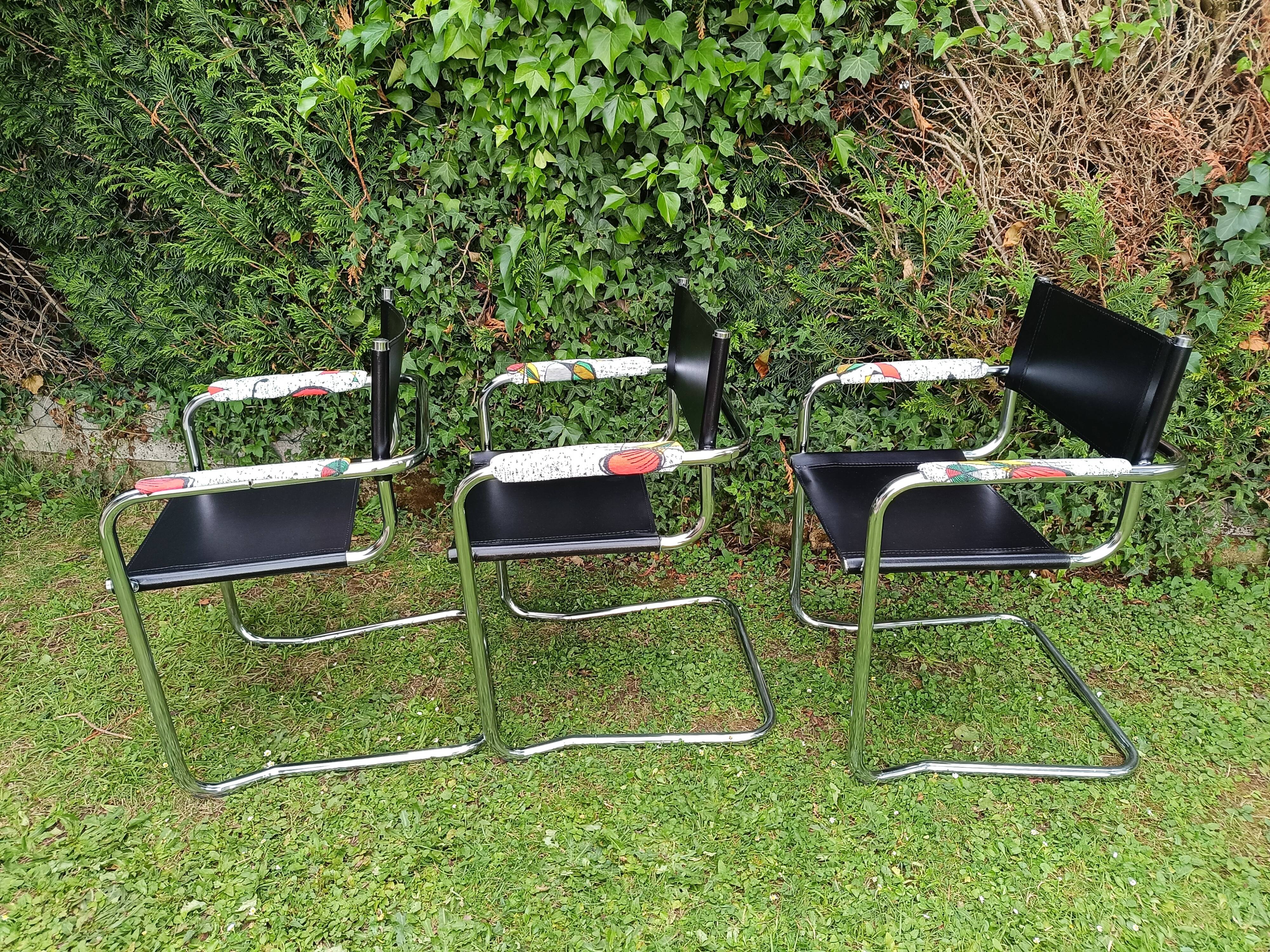 Lot de 3 fauteuils cantilever années 70