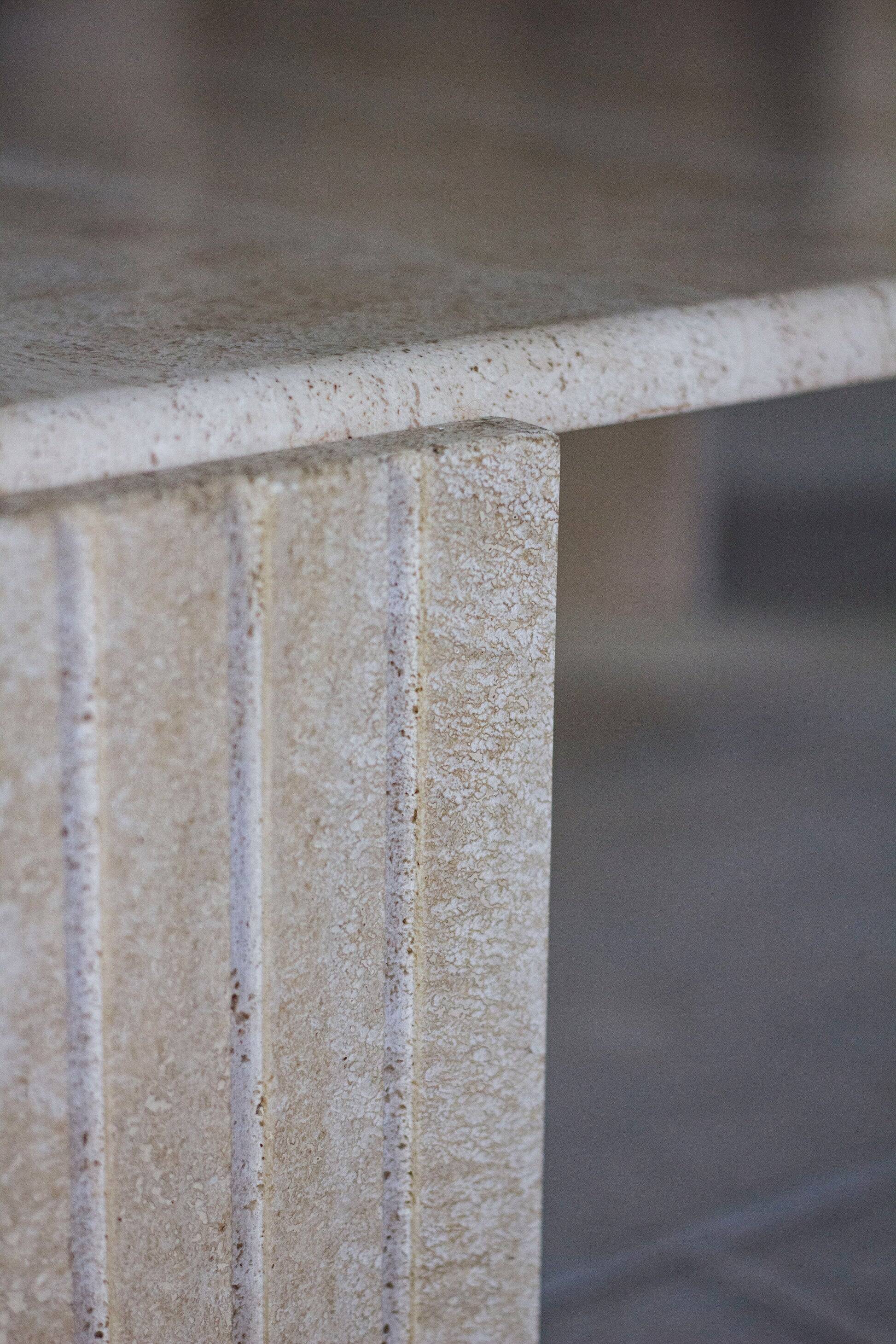 Travertine coffee table "Eye" or "drop" by Roche Bobois, 1980