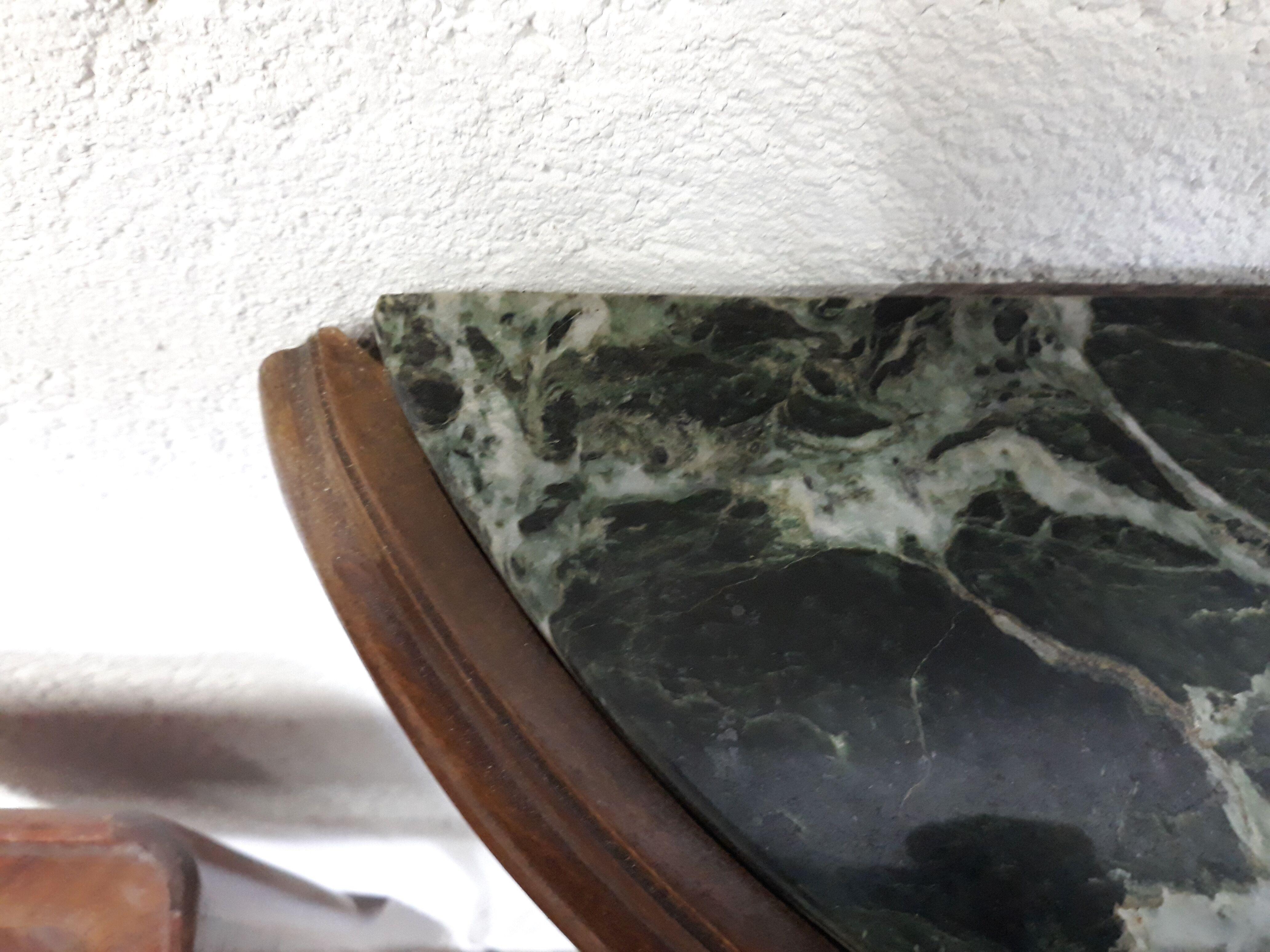 Console table wood and green marble from Aosta