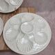 Set of 3 oyster/shell plates Chantilly France – cracked white