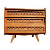 Wooden and rattan chest of drawers