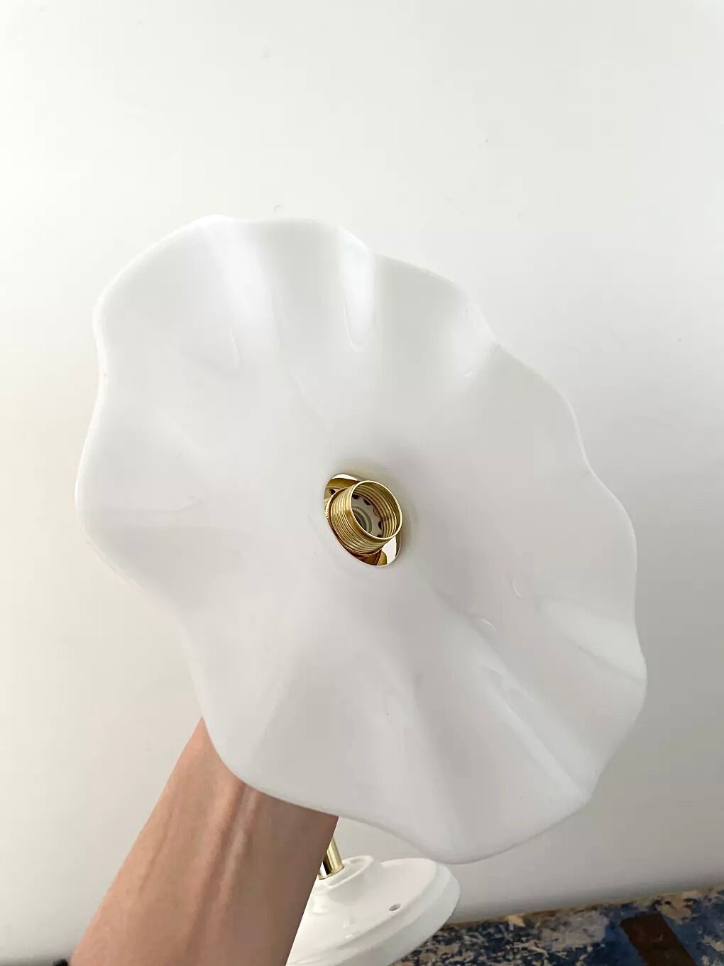 New electrified white opaline wall lamp