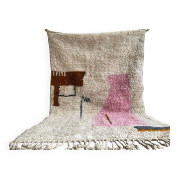 Handmade pure wool Berber rug, size 140x260 cm.