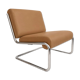 Vintage cantilever armchair. Brown faux leather upholstery. 60s