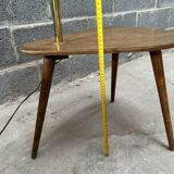 Floor lamp, 60s, gilded brass and walnut, Scandinavian style with table/end of sofa