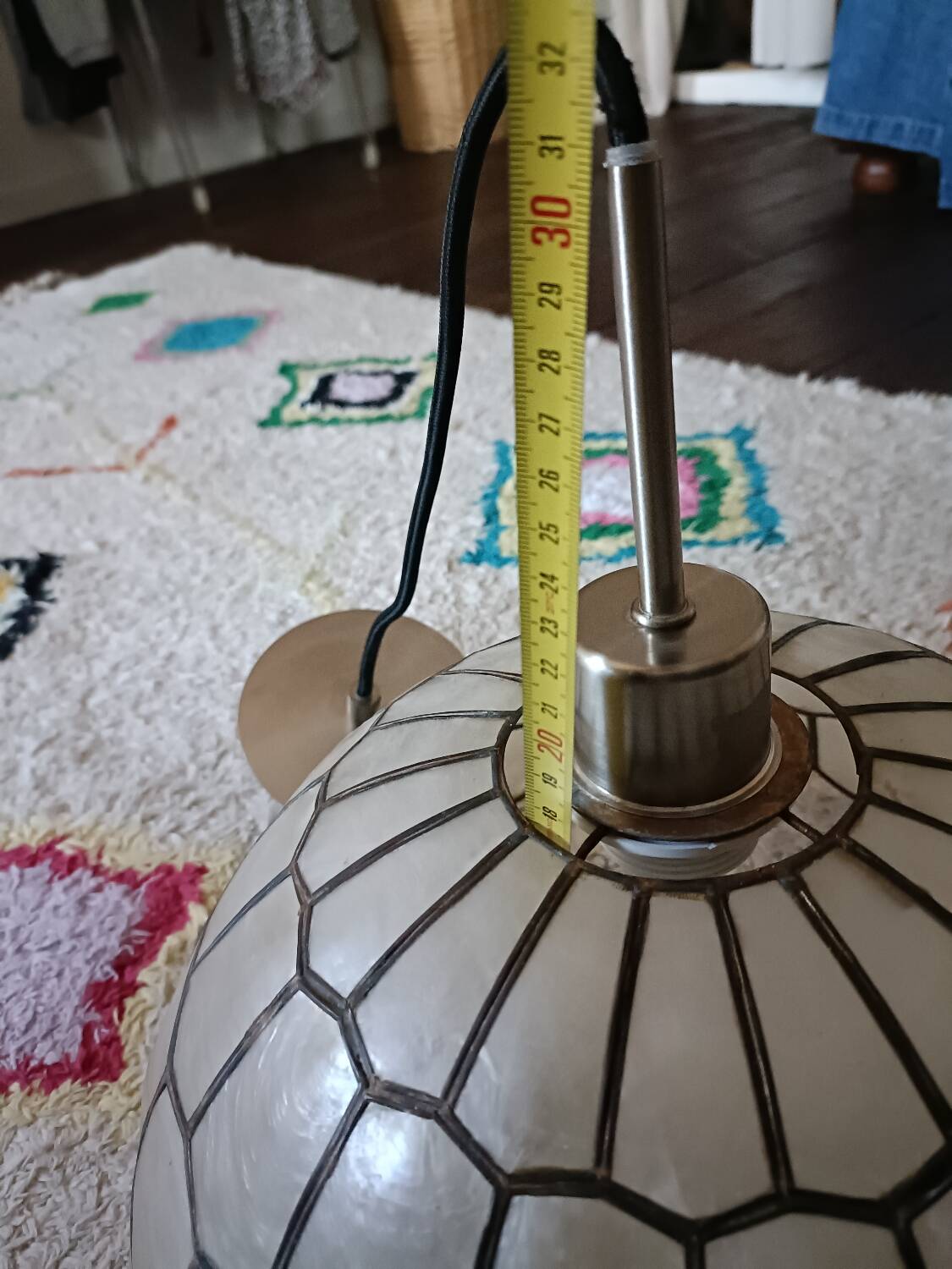 Vintage mother-of-pearl and brass pendant light