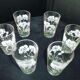 Set of 6 glass tea glasses screen-printed decoration
