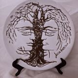 Vallauris ceramic plate, drawing by Jean Marais, 1970s
