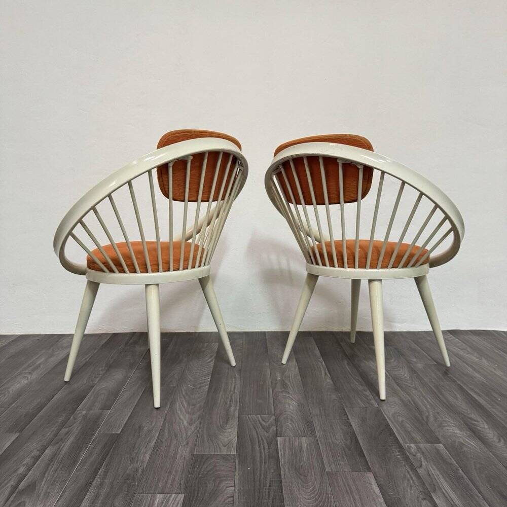 Scandinavian Circle Armchairs attributed to Yngve Ekström, 1960s, Set of 2