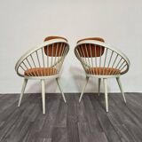 Scandinavian Circle Armchairs attributed to Yngve Ekström, 1960s, Set of 2
