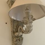 Sconce in wood and wrought iron