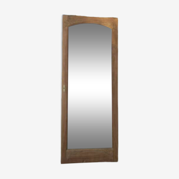 Miroir biseauté cadre porte bois massif sculpté aéro-gommé