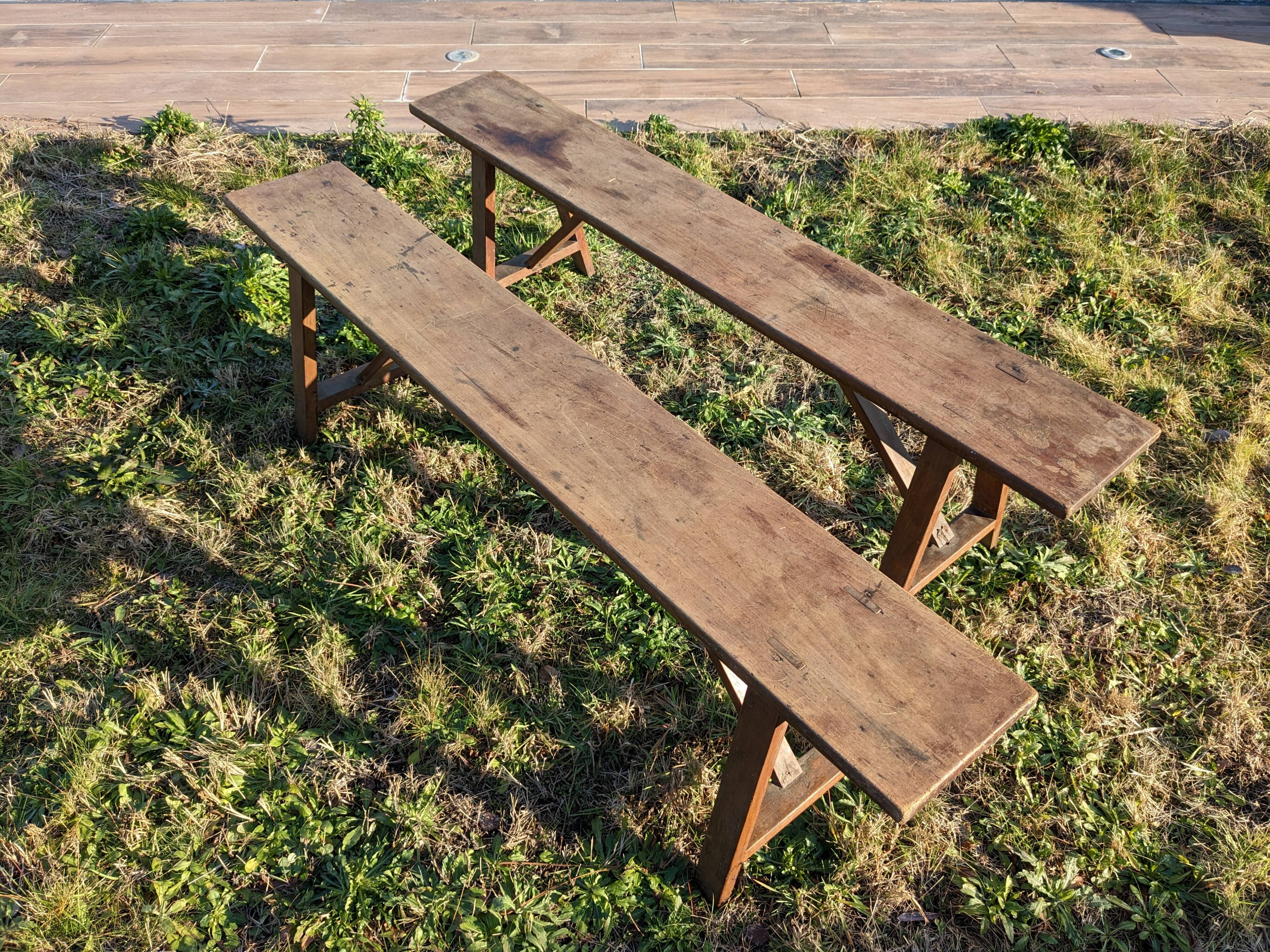 Solid wood truss bench